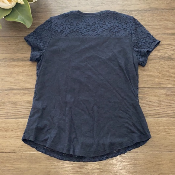 Lace front Abercrombie kids navy girls top - Picture 3 of 4